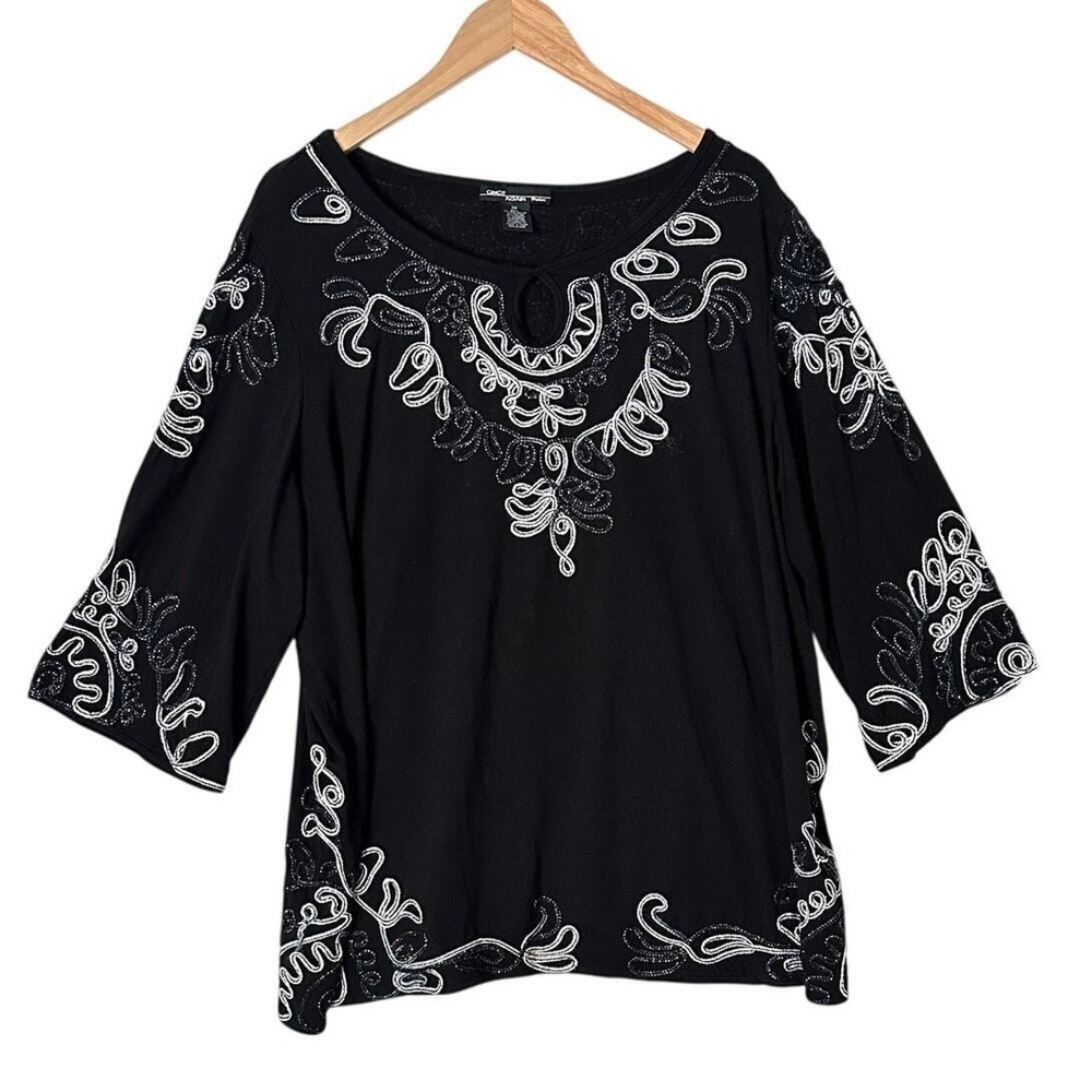 Once Again Top Size 3X Quill Braid 3/4 Sleeve Whimsigoth‎ Victorian Baroque
